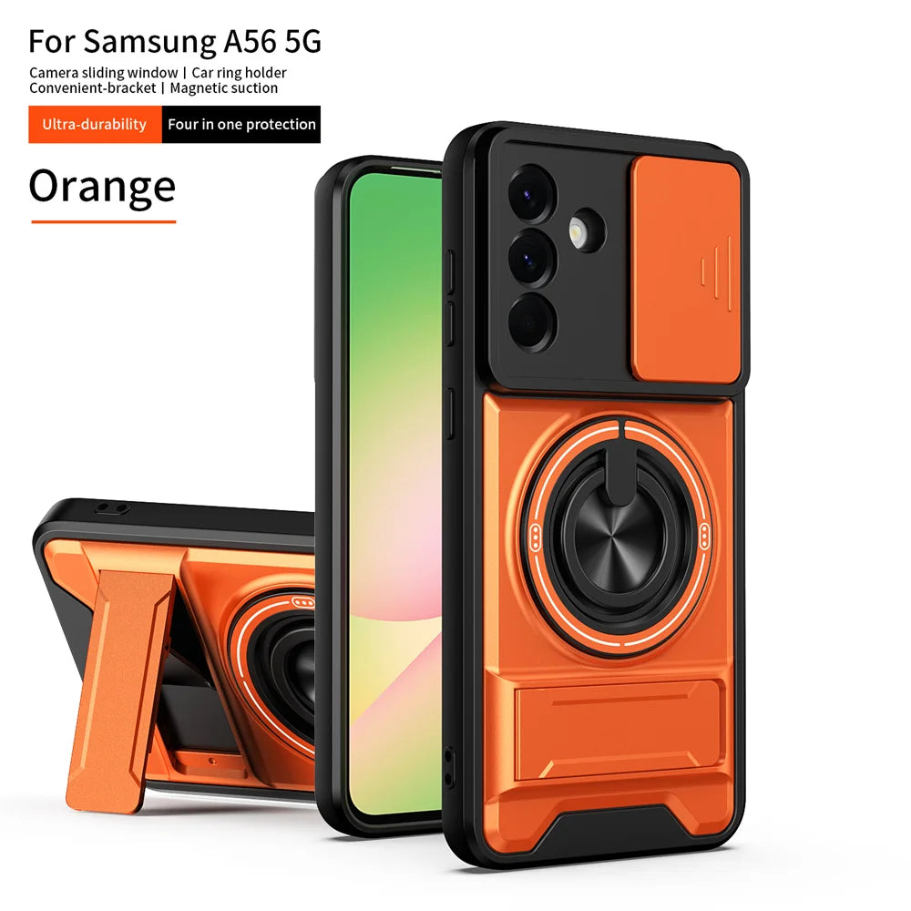Magnetic Ring Holder Phone Case for Samsung Galaxy A56 A55 A37 A36 A35 A34 A26 A17 A16 A15 A14 4G 5G Slide Camera Protect Cover