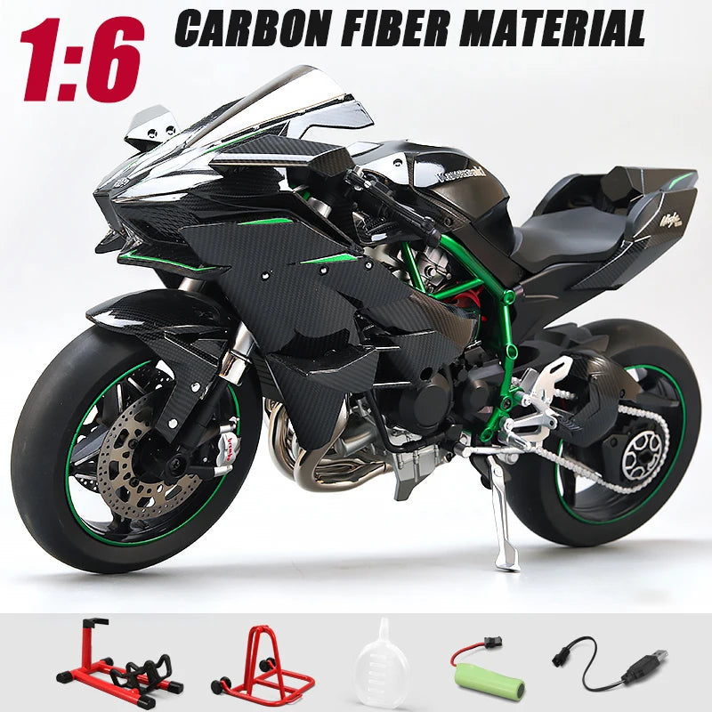 Spray 1:6 Kawasaki Racing Ninja 500 H2R Motorcycle Simulation Sound Light  Fast And Furious Collection Model car Gift