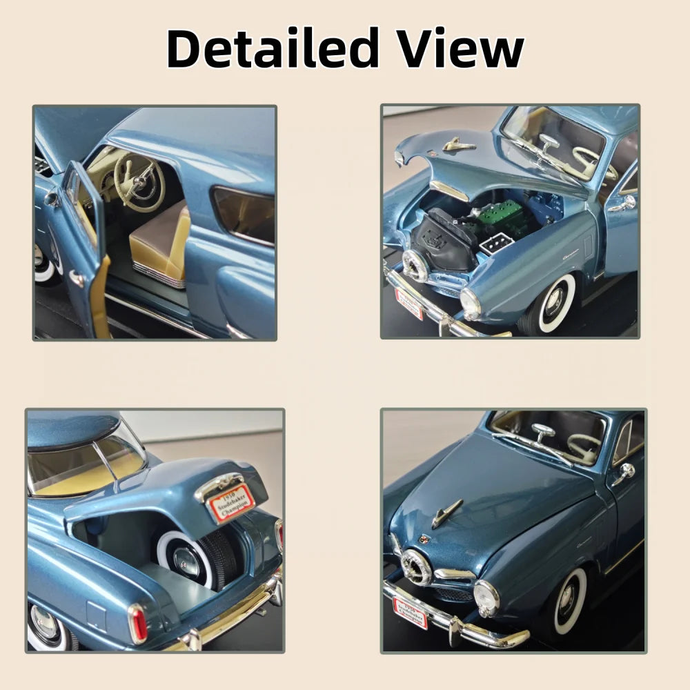 1:18 Scale Diecast Alloy Model 1950 Studebaker Champion Vintage Car with Opening Doors Collection Display Toy for Car Fans