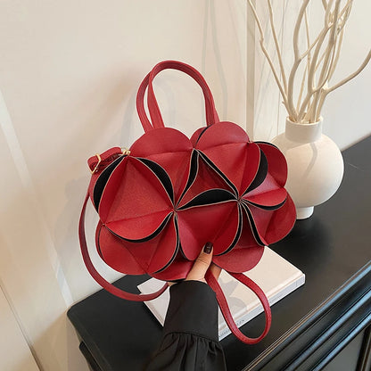 2026 High Quality Niche Bags Waterproof and Durable Design Sense Crossbody Bags PU Flowers Clock Shape Zipper Circular Bags