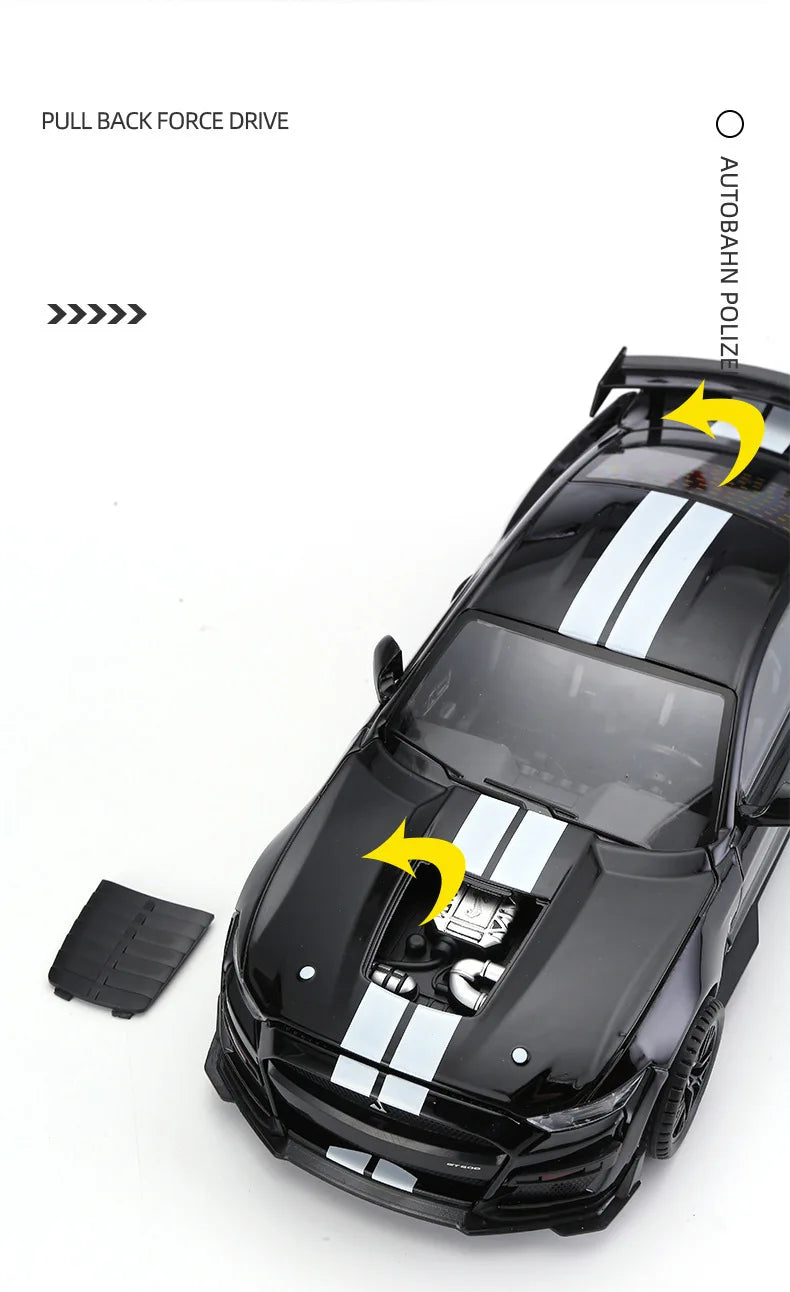 Ford Mustang Shelby GT500  1:18 Alloy Sports Car Model Diecast Metal Racing Car Vehicles Model Sound and Light Toy Gift