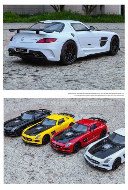 Benz SLS 1:24 Model Car Alloy Diecasting Wheel Steering Miniature Vehicles with Light Music Model Car Gifts