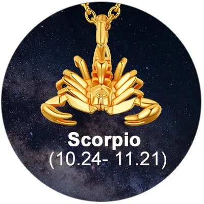Stainless Steel Gold Plated 12 Constellations Zodiac Pendant Necklaces for Man Woman 3D Charm Horoscope Astrologer Birthday Jewelry Gift