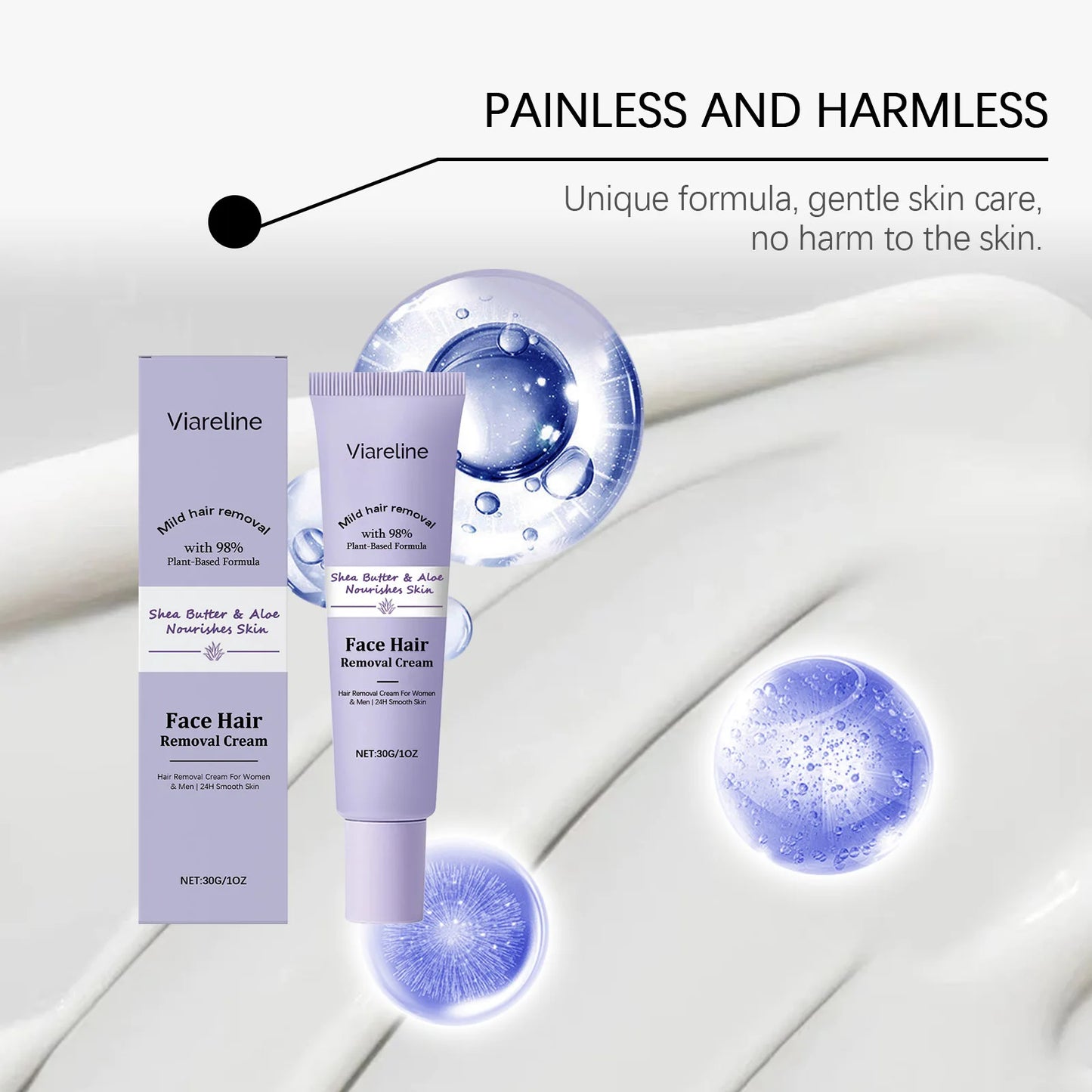 Viareline Aloe Vera Facial Hair Removal Cream Lasting Soothing Growth Inhibitor Good Smell For Women Man Body Remove Hair Creams