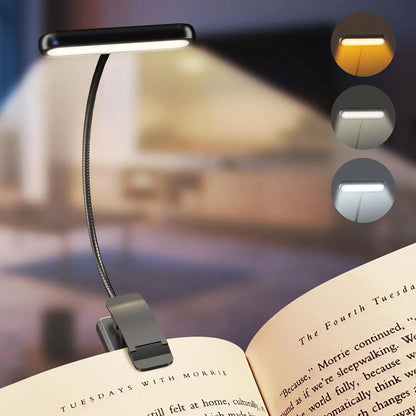 Eye Caring Clip-on Reading Book Light 3 Colors 10 Brightness USB Rechargeable Flexible Easy Clip For Piano Lamp Sheet Music Read