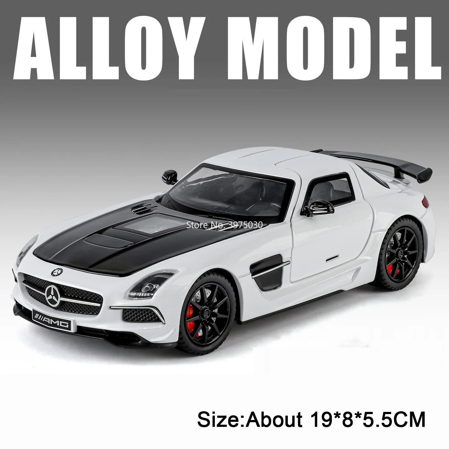 Benz SLS 1:24 Model Car Alloy Diecasting Wheel Steering Miniature Vehicles with Light Music Model Car Gifts