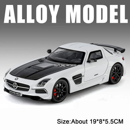 Benz SLS 1:24 Model Car Alloy Diecasting Wheel Steering Miniature Vehicles with Light Music Model Car Gifts