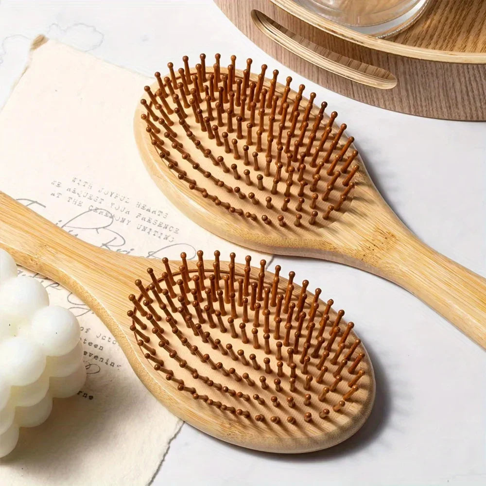 Natural Wood Comb Bamboo Air Cushion Comb High Elastic Head Smooth Hair Not Knotted Practical Comb Hair Loss Massage Brush