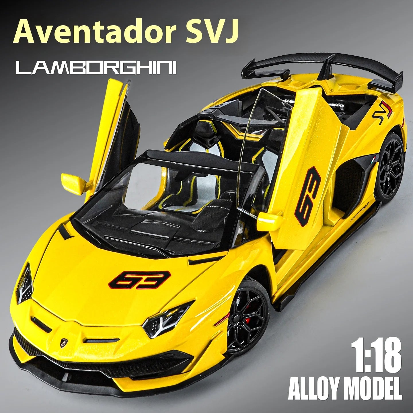 Large 1/18 Aventador SVJ Supercar Model Simulation Interior Details Adult Collection Ornaments