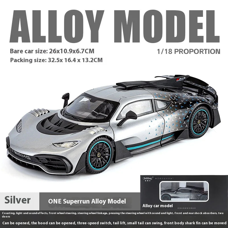 Large 1/18 alloy die-cast AMG-ONE sports car model simulation sound and light adult collection gift