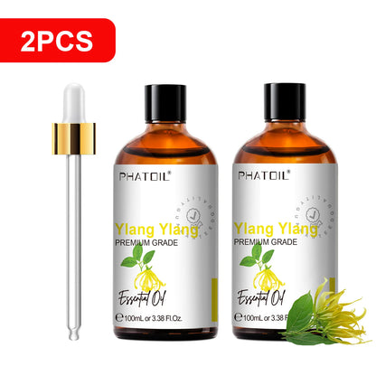 PHATOIL 100ml Pure Essential Oil For Skin Eucalyptus Peppermint Vanilla Tea tree Ylang Ylang Bergamot Aromatherapy Essential Oil