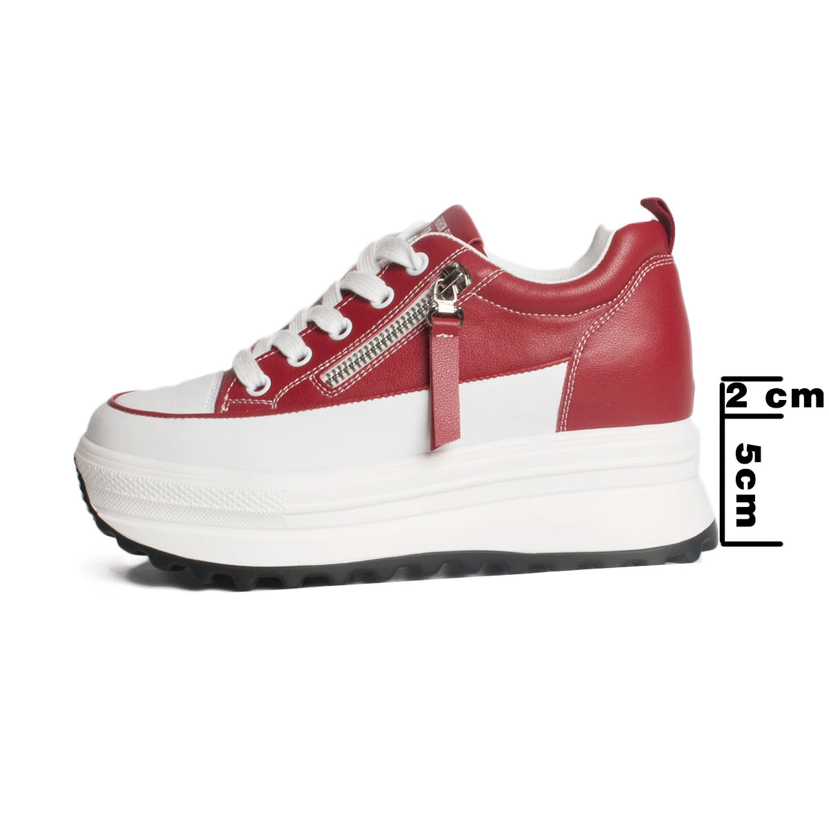 Fujin 7cm Genuine Leather Women Platform Shoes Wedge Sneakers Lace Up