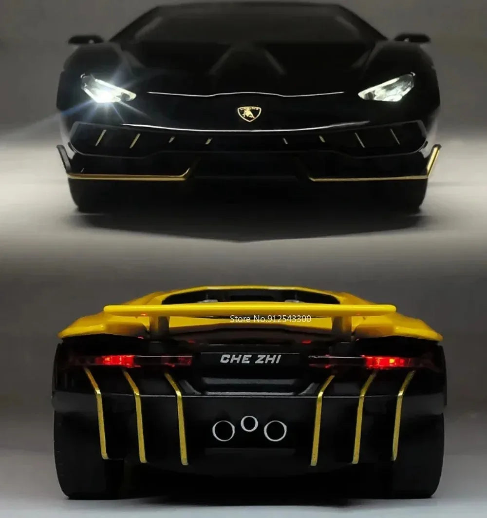 Lambor SCV12 LP770- 1:24  Car Model Alloy Diecast Sound Light Pull Back Doors Opened Vehicle Models Toy