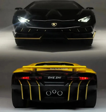 Lambor SCV12 LP770- 1:24  Car Model Alloy Diecast Sound Light Pull Back Doors Opened Vehicle Models Toy