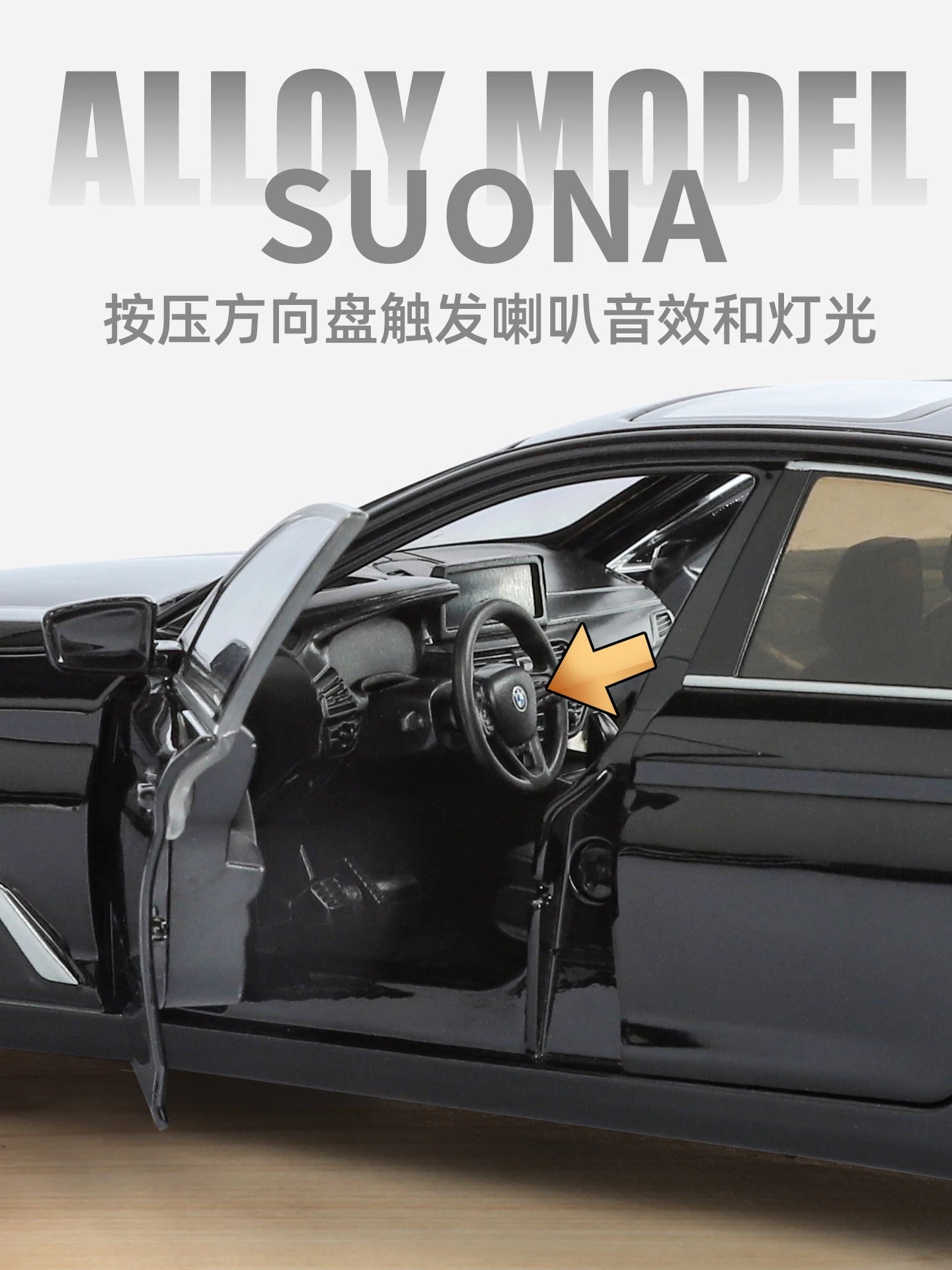 BMW 530 1:24 Scale Diecast car Model Toy with Sound & Light Pull Back Gift collectible ornaments