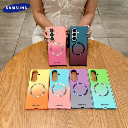 Soft Liquid Silicone Gradient Magnetic Case for Samsung Galaxy Z Fold 7 6 5 4 Zfold3 Case For Magsafe Charging Shockproof Cover