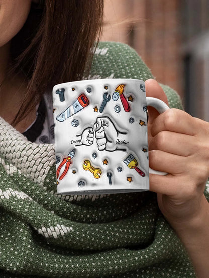 Personalized Dad Mug for Father's Day Custom Name Coffee Cup with 3D Text Effect Custom Name Coffee Cup Gift for Daddy Grandpa