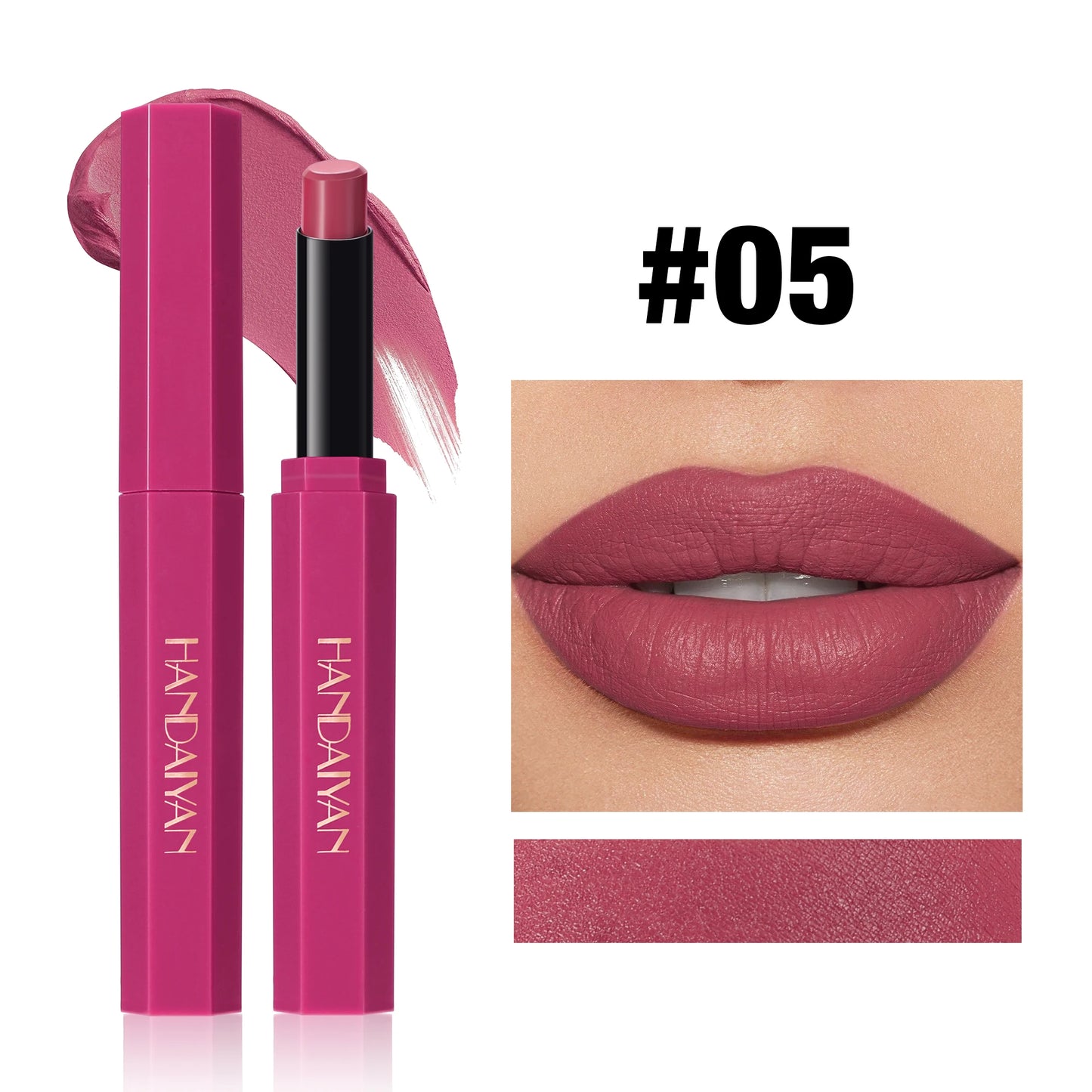 Matte Lipstick Pencil Waterproof Long Lasting Non-Stick Cup Sexy Red Matte Solid Lip Gloss Nude Pink Lipstick Pen Makeup -6 Colors