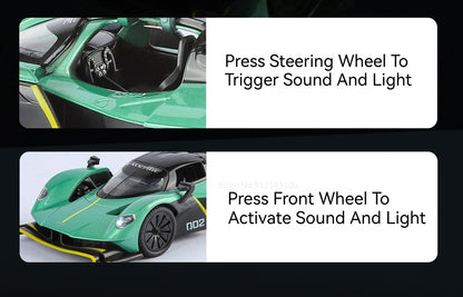 Valkyrie GT-R50 Sports 1:24 Car Model Toy Diecast Alloy Doors Opened Sound Light Supercar Collectible Ornaments Toy Gifts