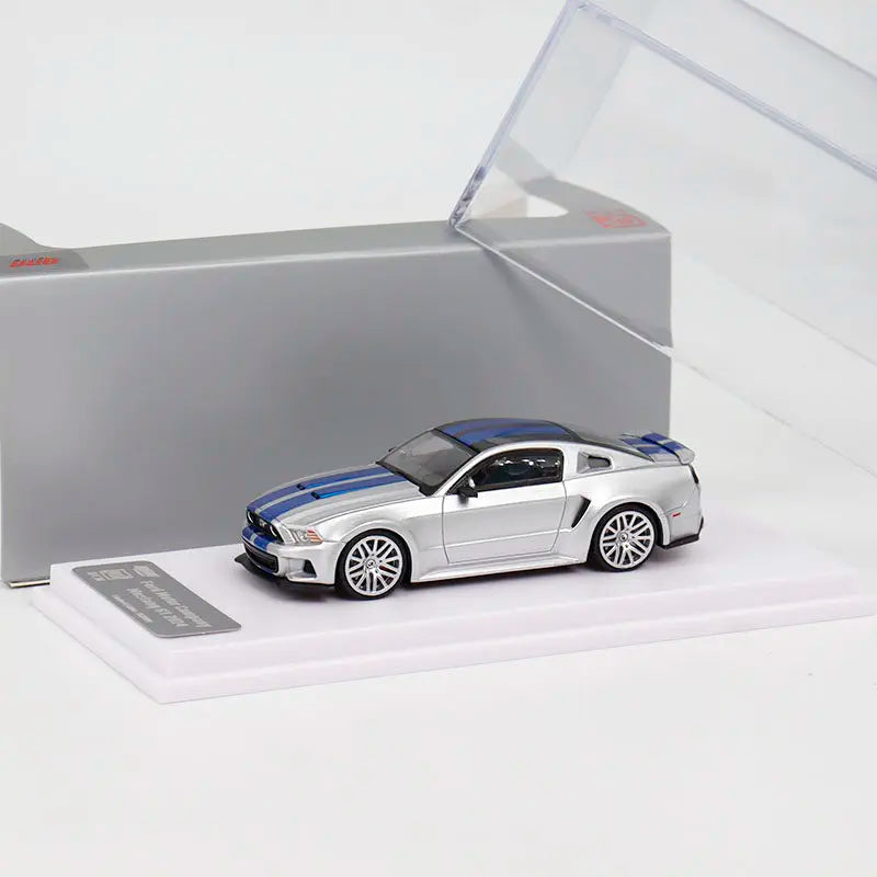 GDO & DCM 1:64 Ford Mustang GT NFS Silver Blue Need for Speed Movie Edition Alloy Car Model