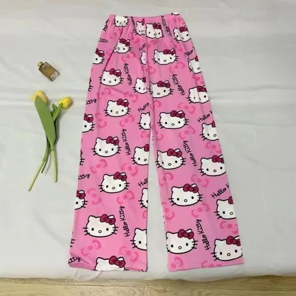 Hello Kitty pajamas summer thin loose casual pants cartoon walking home pants girlfriends can wear outside