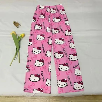 Hello Kitty pajamas summer thin loose casual pants cartoon walking home pants girlfriends can wear outside