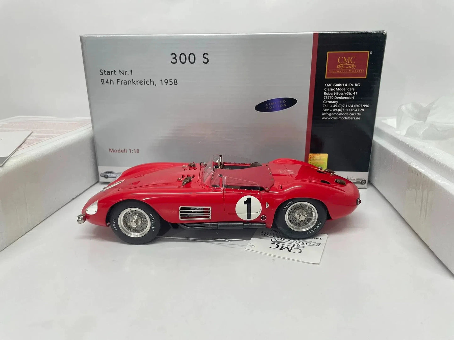 CMC 1:18 300S #1 1958 24h France Simulation Limited Edition All Open Alloy Metal Static Car Model Toy Gift