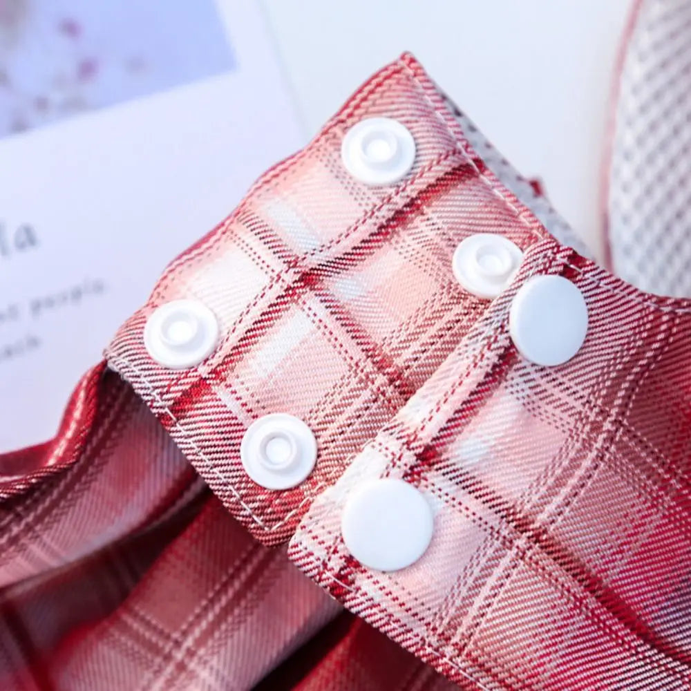 Reusable with Leash Traction Dog Plaid JK Dress Thin Dacron Pet Harness Skirt Adjustable Washable Dog Bow Skirt Rabbit