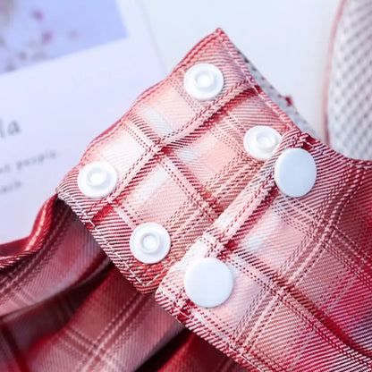 Reusable with Leash Traction Dog Plaid JK Dress Thin Dacron Pet Harness Skirt Adjustable Washable Dog Bow Skirt Rabbit