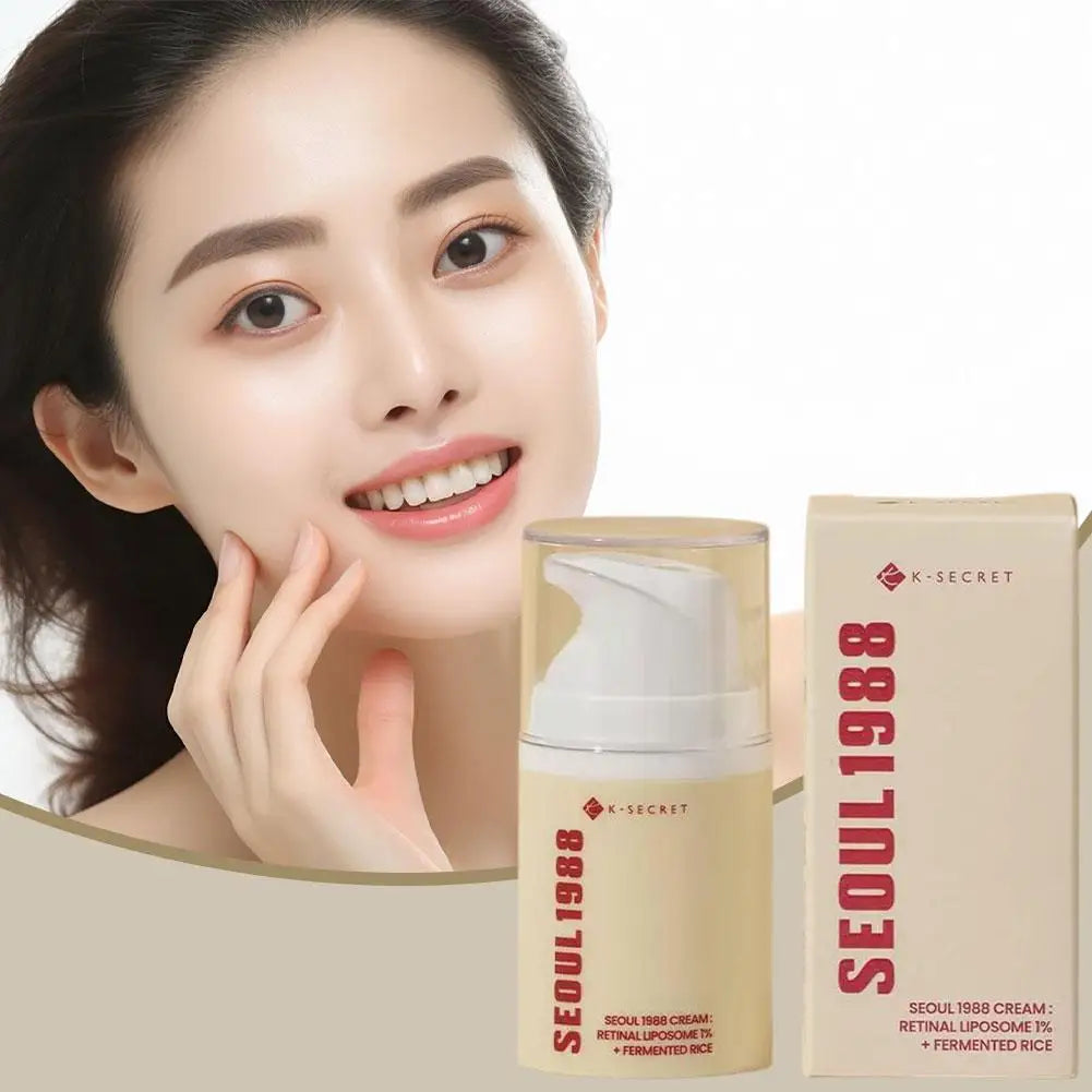 Korean Seoul 1988 Set Retinol Eye Cream Face Serum 2% Black Ginseng Niacinamide Rice VC Improve Closed Comedones Brighten Skin