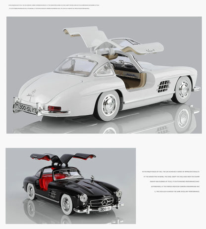 Mercedes Benz 300SL Classic 1:18 Car Alloy Diecast Car Model Home Interior Decoration Ornaments Sound & Light Collect Hobby Gift