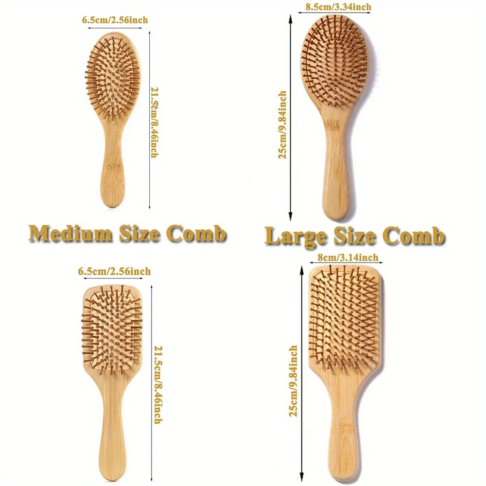 Natural Wood Comb Bamboo Air Cushion Comb High Elastic Head Smooth Hair Not Knotted Practical Comb Hair Loss Massage Brush