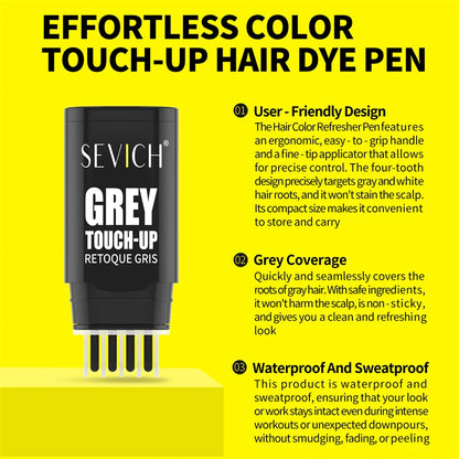 Waterproof Quick Hair Dye Stick with Comb Temporary Long-Lasting Hair Color Stick Disposable Fast Gray Coverage Hair Color Pen