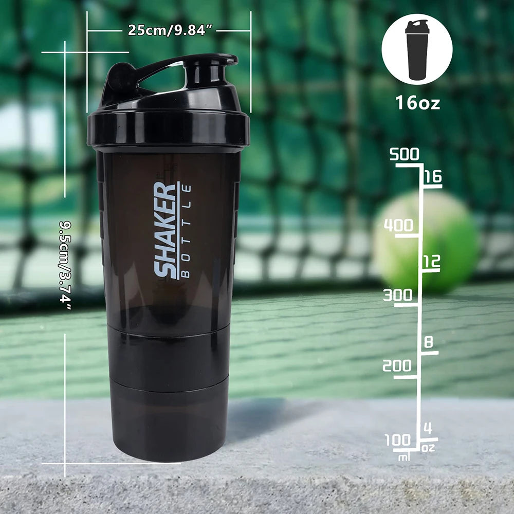 Shaker Protein 3 Layers Bottle Powder Shake Cup Water Bottle Plastic Mixing Cup Body Building Exercise Bottle