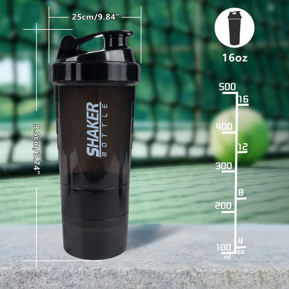 Shaker Protein 3 Layers Bottle Powder Shake Cup Water Bottle Plastic Mixing Cup Body Building Exercise Bottle