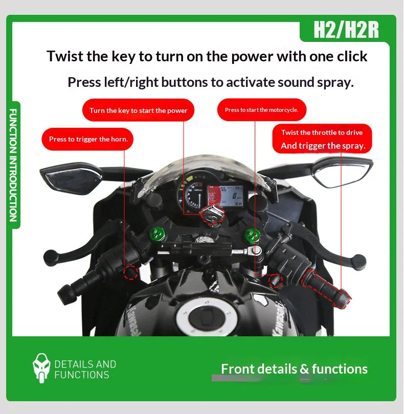 Kawasaki H2R motorcycle scale 1:9  model alloy simulation motorcycle model hand-made ornaments gift