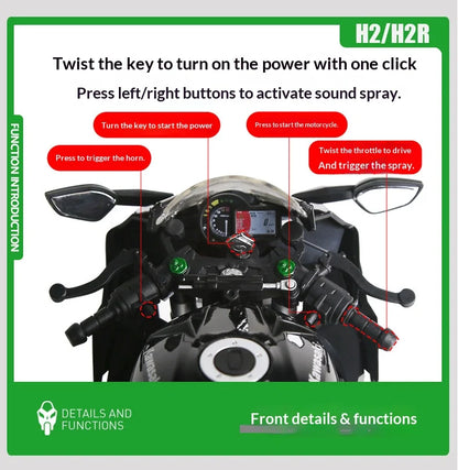 Kawasaki H2R motorcycle scale 1:9  model alloy simulation motorcycle model hand-made ornaments gift
