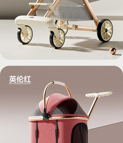 Luxury Pet Stroller 3 in 1  with 4 Wheels for Medium Small Size Dogs and Cats Detachable Carrier for Puppy Kitty Doggie Stroller