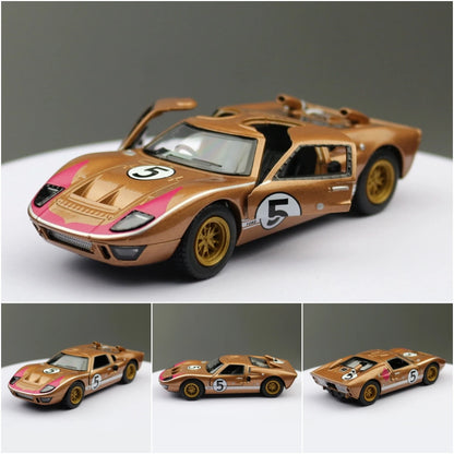 KiNSMART Toy Car Model 1/32 1966 Ford GT40 MKII Racing Rally Alloy Diecast Miniature Vehicle Collection Gift For Children Boy