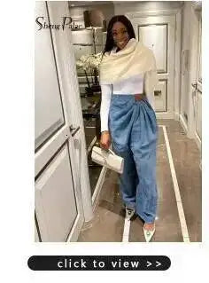 SHENGPALAE European And American Style Single-sided Multi Button Straight Leg Jeans For Women 2026 New
