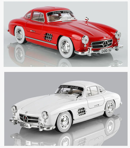 Mercedes Benz 300SL Classic 1:18 Car Alloy Diecast Car Model Home Interior Decoration Ornaments Sound & Light Collect Hobby Gift