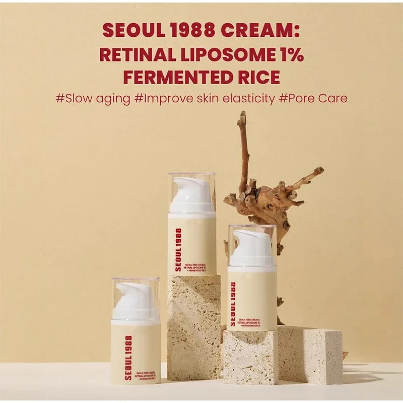 Seoul 1988 Retinal Liposome Face Cream,Snail Mucin Essence Rice Moisturizing Soothing Toner,Retinol Eye Serum,Korean Skincare