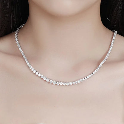 Smyoue 3 Claws Gradient Moissanite Tennis Necklace for Women Sparkling Full Diamond Luxury Jewelry Sterling Silver 925 Chain