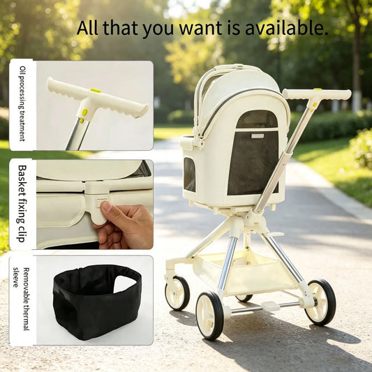 High-End Pet Stroller Fashionable Directional Design for Small to Medium Dogs Teddy Cat Separable Pet Bag Included