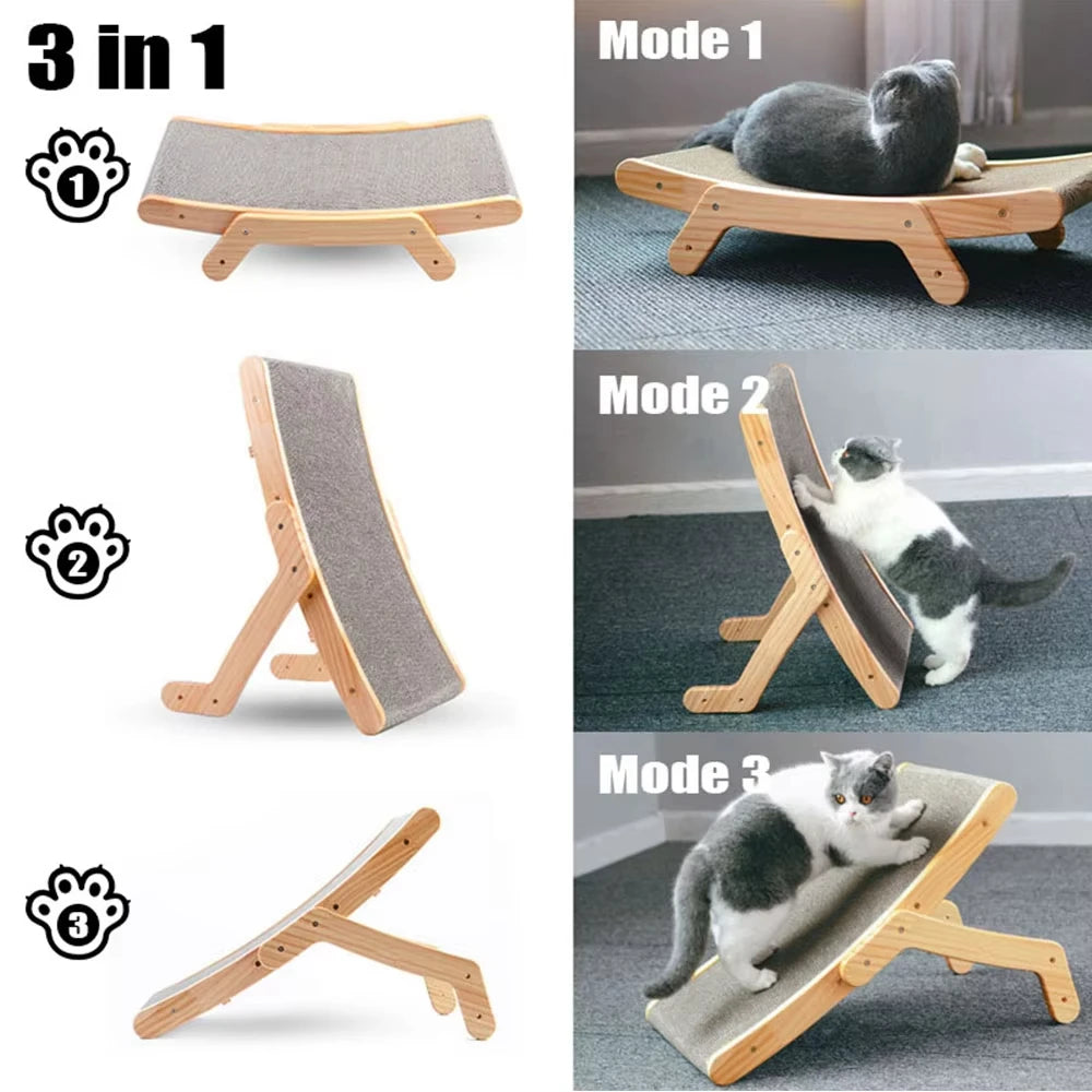 Detachable 3 in 1 wooden frame cat scratching board wear-resistant integrated vertical multi-model cat bed cat claw grinding toy