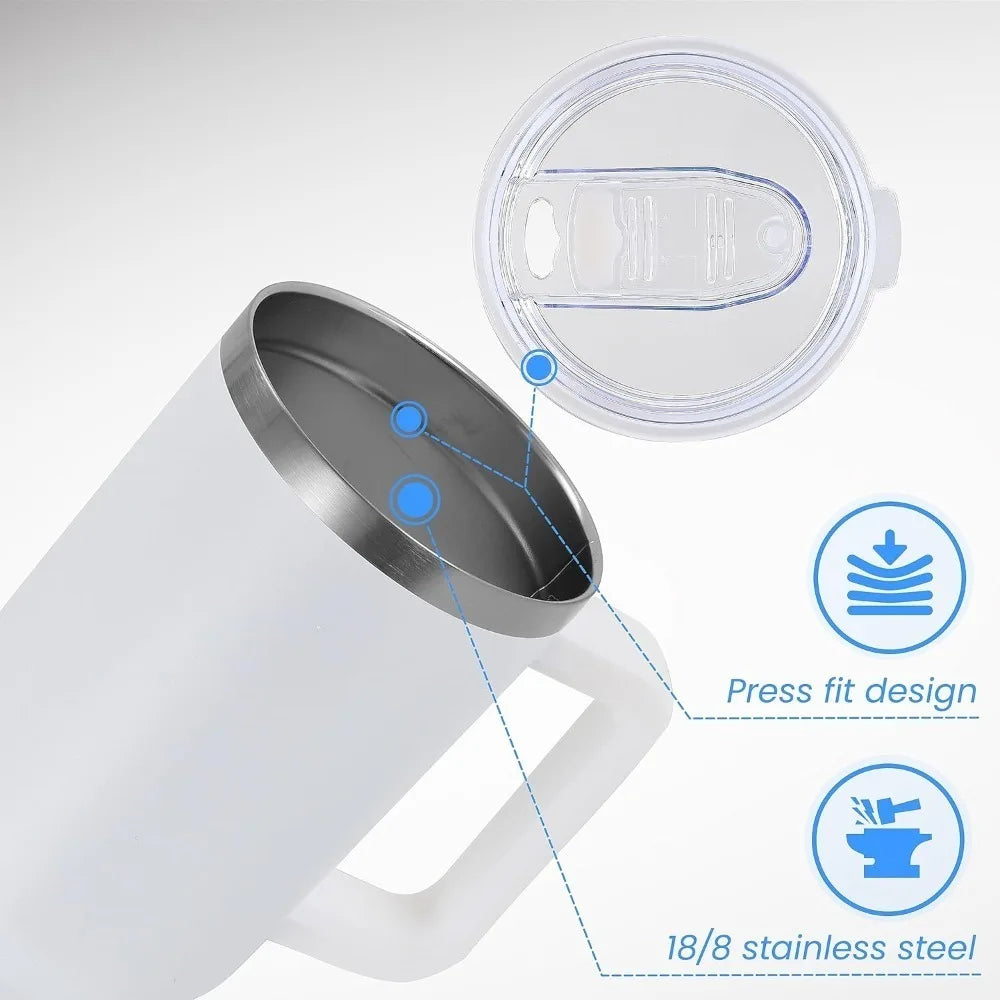 Metal Vacuum Insulated Cup 1200ML Stainless Steel Portable Water Cup Refrigerated Vacuum Insulated Straw Leak-proof Lid