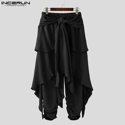 Fashion INCERUN Summer Spring Men Casual Pants Harem Pant Pleated Long Trousers Streetwear Oversize Men's Clothing S-5XL