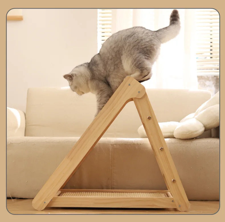 Wooden Cat Scratcher Cat Scratching Post Sisal Wear-resistant Cats Kitten Scratching Grinding Paws Toys Furniture Protector