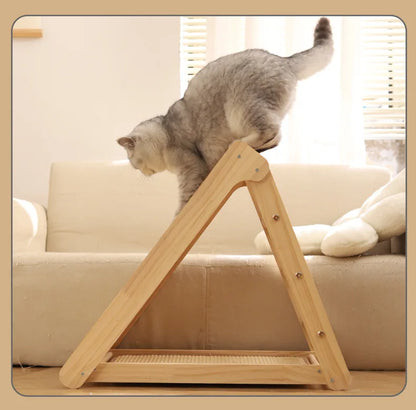 Wooden Cat Scratcher Cat Scratching Post Sisal Wear-resistant Cats Kitten Scratching Grinding Paws Toys Furniture Protector