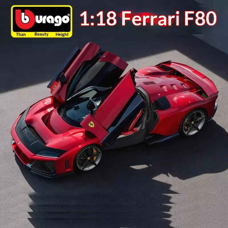 Bburago 1:18 Ferrari F80 Hardcover Full Open Model  Simulation Alloy Miniature Die-Casting Model Custom Gifts